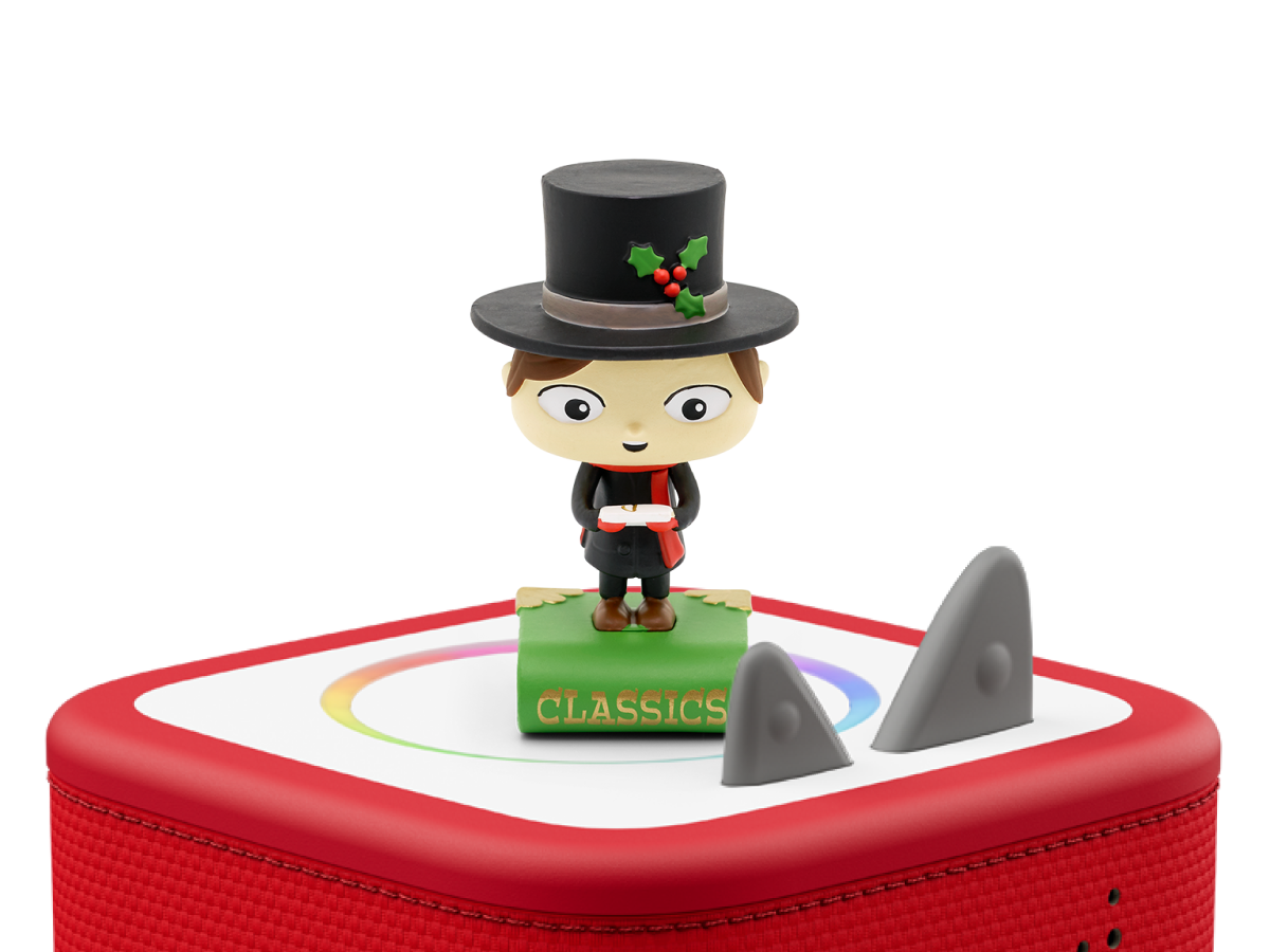 Favorite Classics: A Christmas Carol & Tales Tonie on a red Toniebox 2 ready to play audio stories and songs