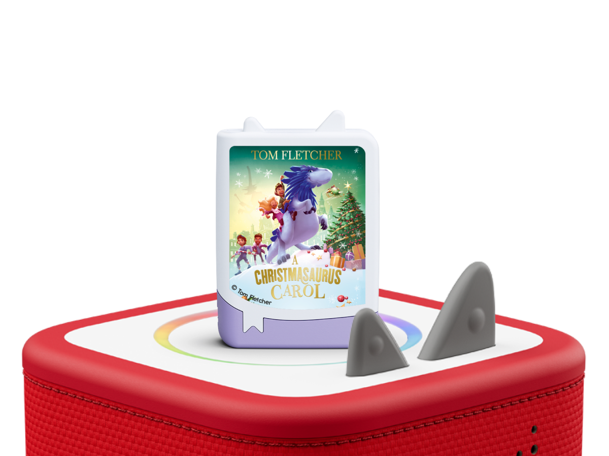 Tom Fletcher: A Christmasaurus Carol Book Tonie on a red Toniebox 2 ready to play audio stories and songs