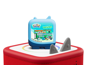 Alphablocks Clever Tonie on a red Toniebox 2 ready to play audio stories and songs curated for kids