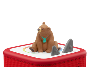 We're Going On A Bear Hunt Tonie on a red Toniebox 2 ready to play audio stories and songs