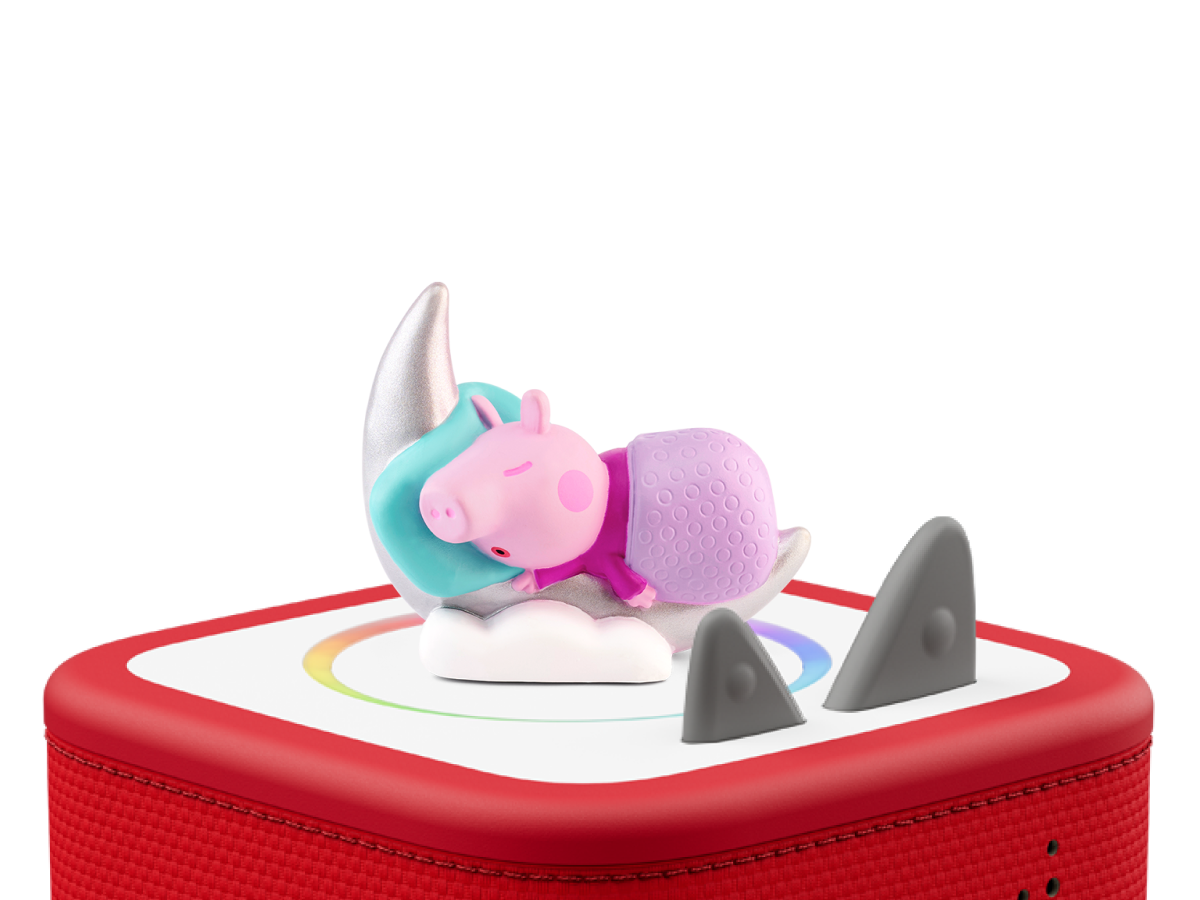Peppa Pig: Peppa's Bedtime Stories Tonie on a red Toniebox 2 ready to play audio stories and songs