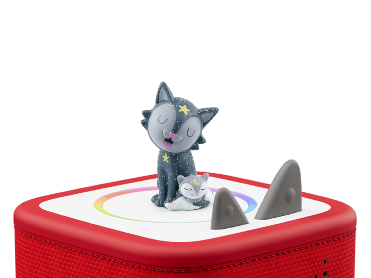 Favourite Children's Songs: Bedtime & Lullabies 2 Tonie on a red Toniebox 2 ready to play audio stories and songs