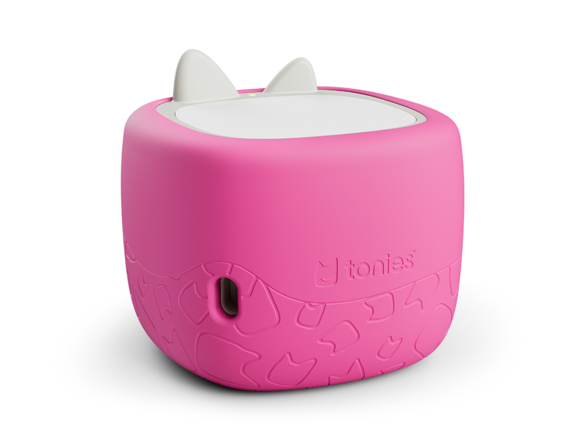 Toniebox Lite Cover berry pink on a toniebox lite back view