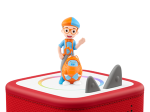 Blippi Tonie on a red Toniebox 2 ready to play audio stories and songs