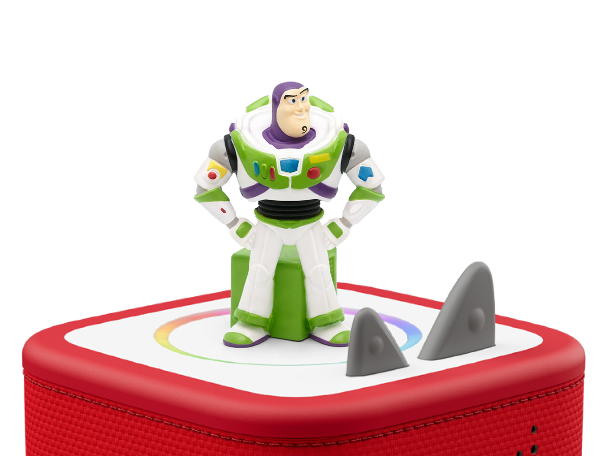 Disney & Pixar Toy Story 2: Buzz Lightyear Tonie on a red Toniebox 2 ready to play audio stories and songs
