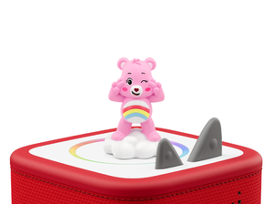 Care Bears: Cheer Bear Tonie on a red Toniebox 2 ready to play audio stories and songs