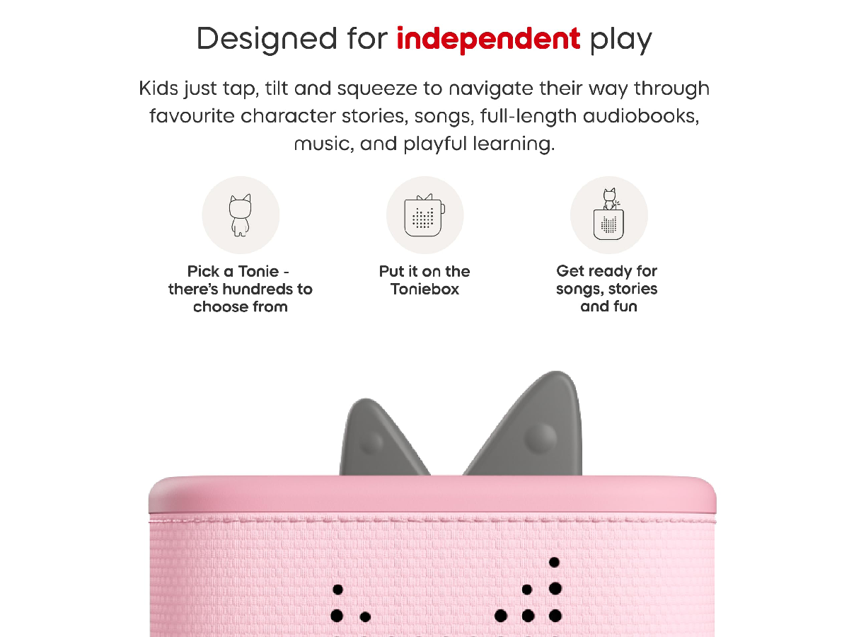 Cloud Pink Toniebox 2 with content illustration