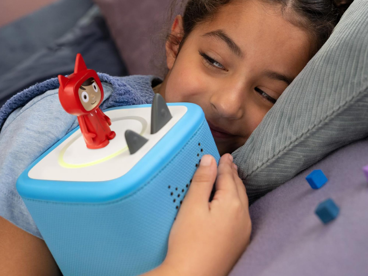 Child enjoying a Tonie and Toniebox 2, an audio player for kids