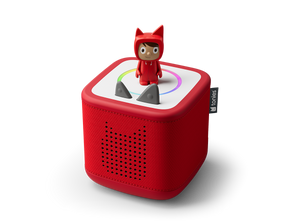 Sunset Red Toniebox 2, an audio player for kids with Creative Tonie audio figurine