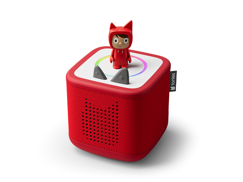 Sunset Red Toniebox 2, an audio player for kids with Creative Tonie audio figurine