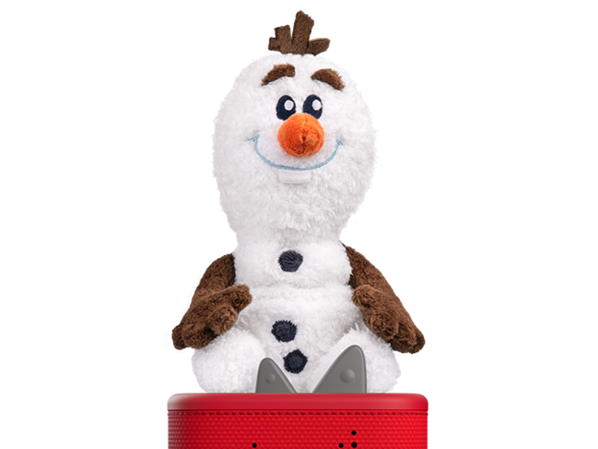 Olaf cuddle Tonie on a red Toniebox 2 ready to play audio stories and songs