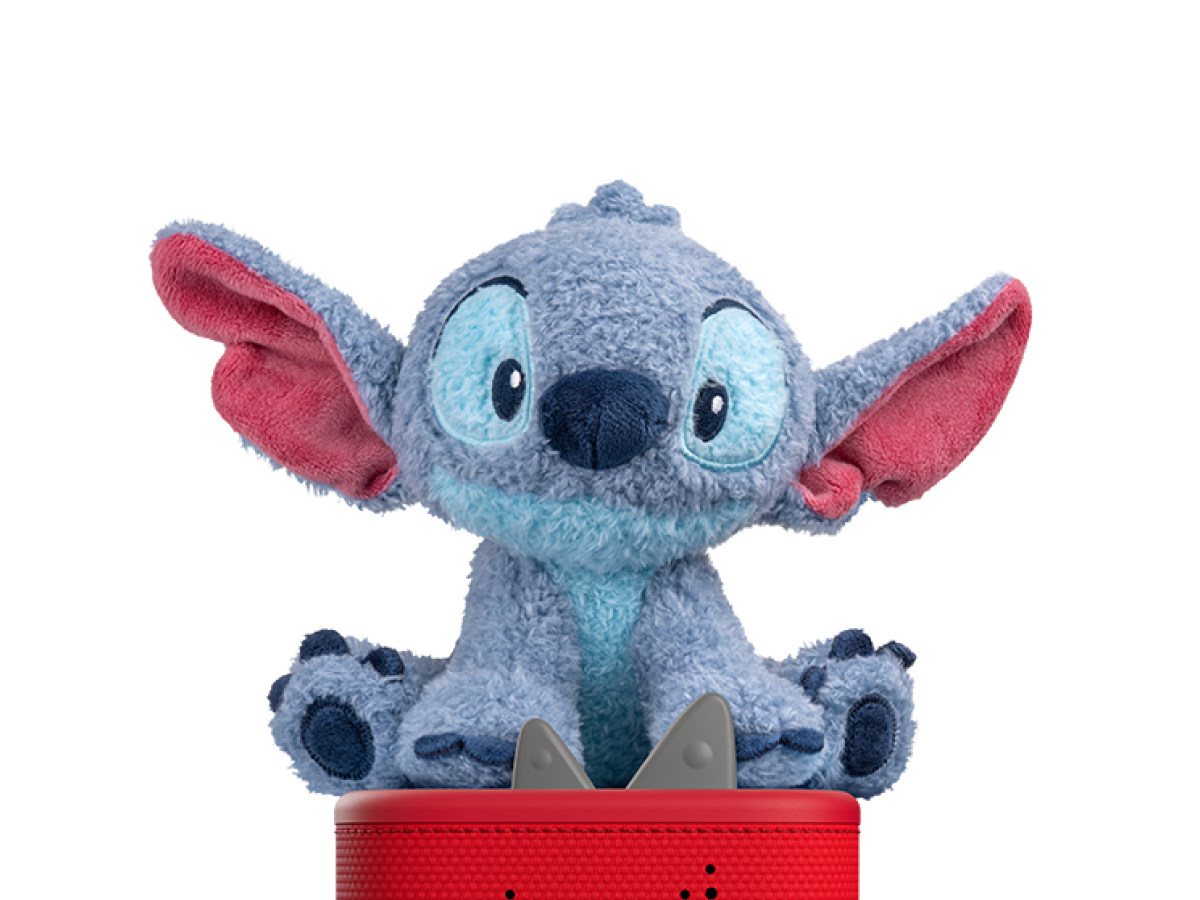 Cuddle Tonie-Disney Lilo & Stitch Tonie on a red Toniebox 2 ready to play audio stories and songs