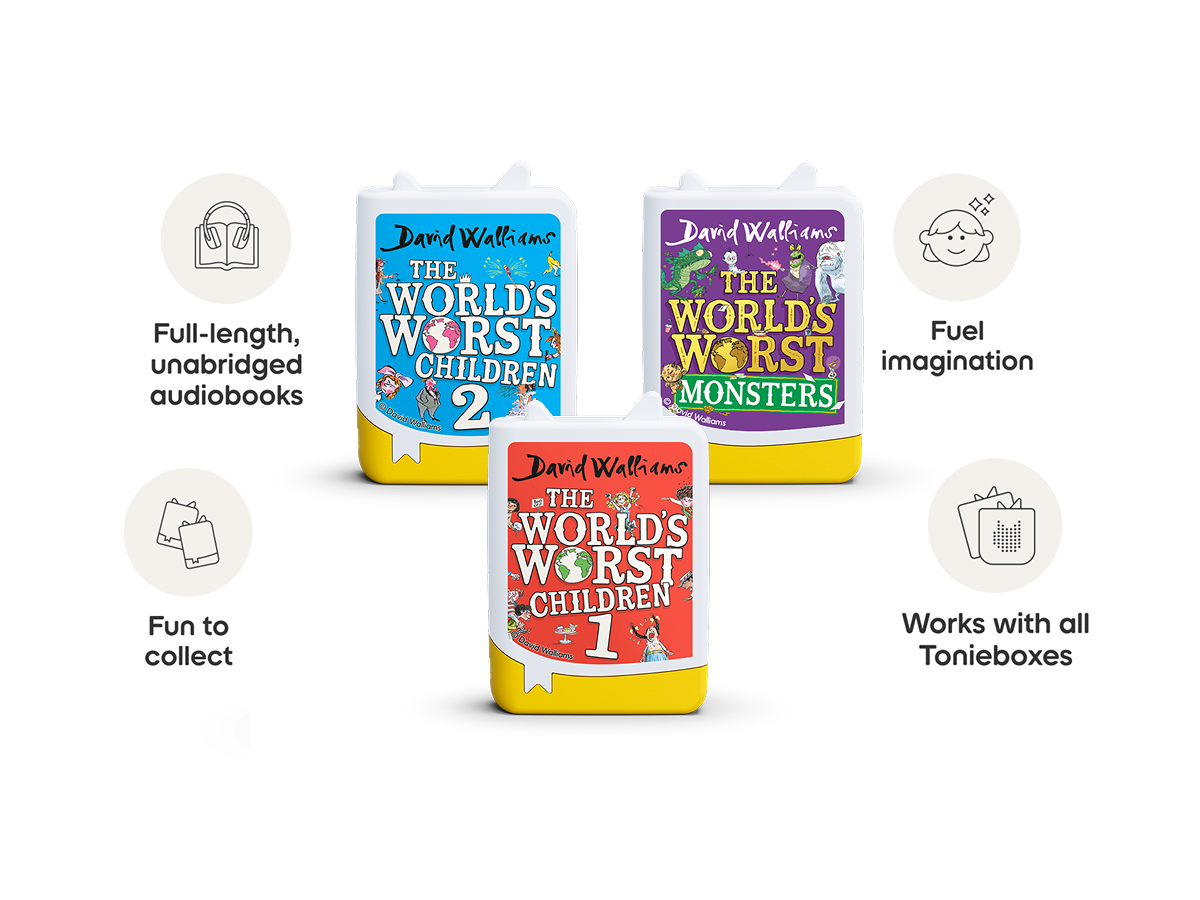David Walliams 3x Worlds Worst Book Tonies work with all Tonieboxes and are full length unabridged audiobooks for kids