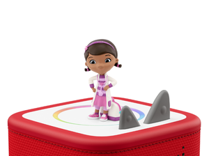 Disney Doc McStuffins Tonie on a red Toniebox 2 ready to play audio stories and songs