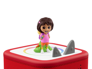 Dora the Explorer Tonie on a red Toniebox 2 ready to play audio stories and songs