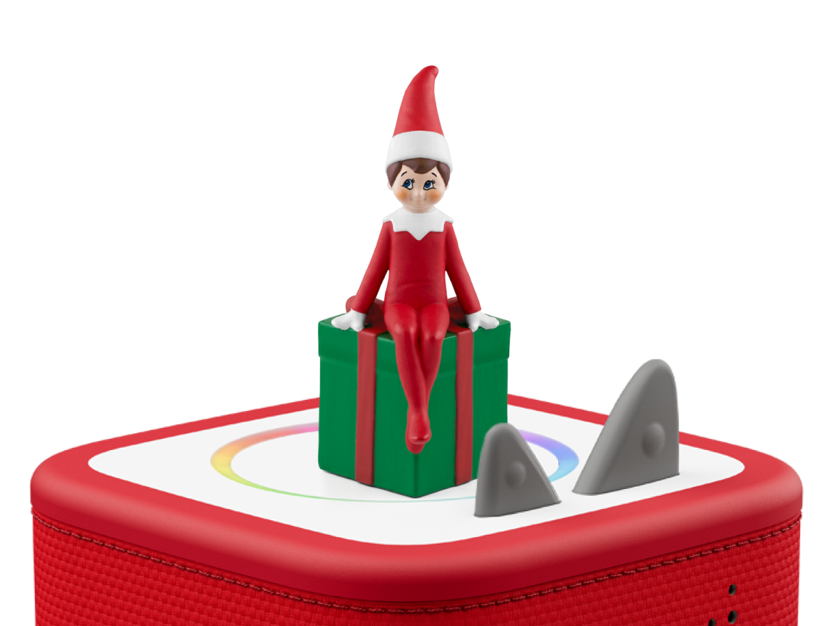 The Elf on the Shelf Tonie on a red Toniebox 2 ready to play audio stories and songs