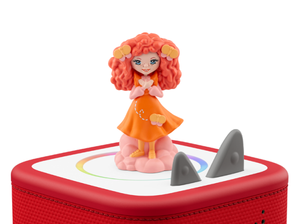 Emma Memma Tonie on a red Toniebox 2 ready to play audio stories and songs