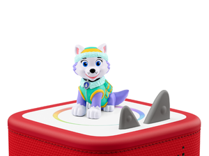 PAW Patrol: Everest Tonieon a red Toniebox 2 ready to play audio stories and songs