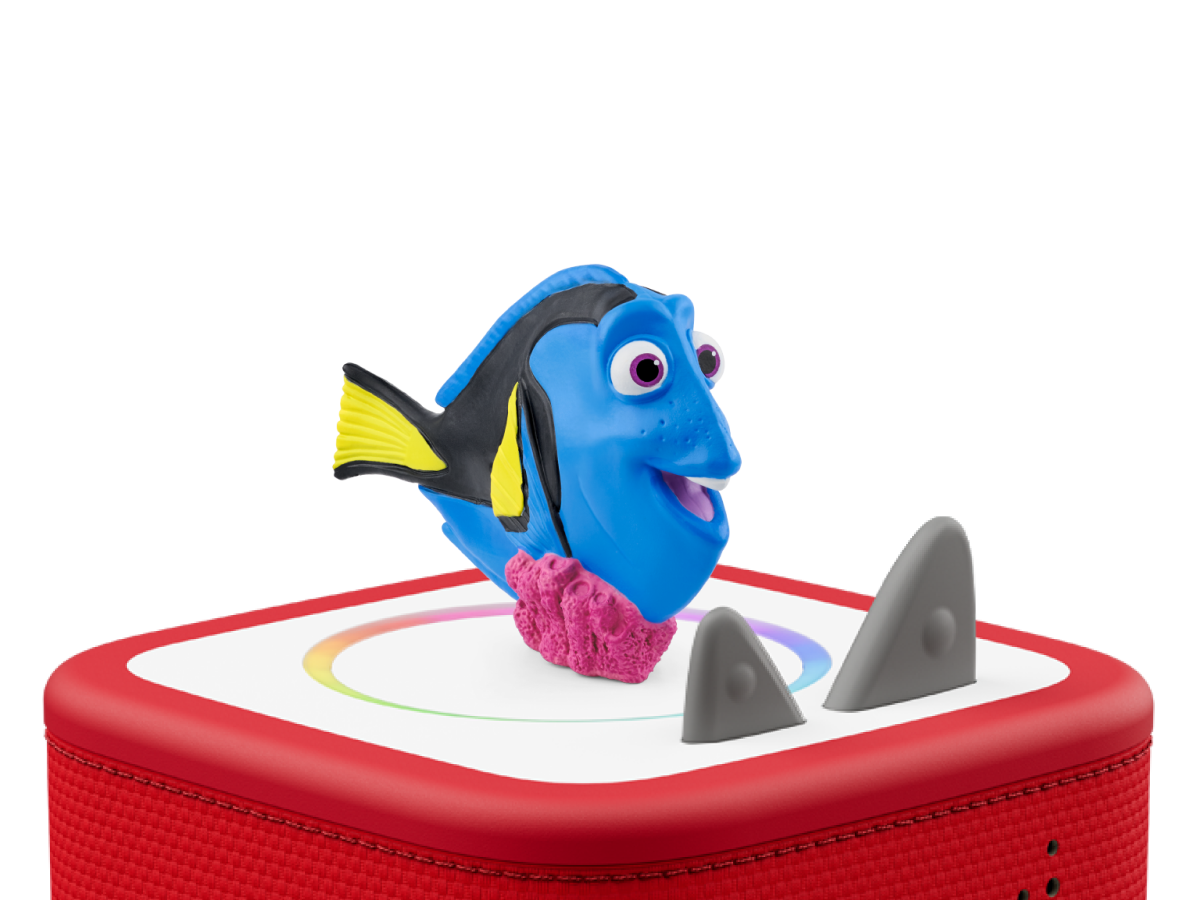 Disney & Pixar Finding Dory Tonie on a red Toniebox 2 ready to play audio stories and songs