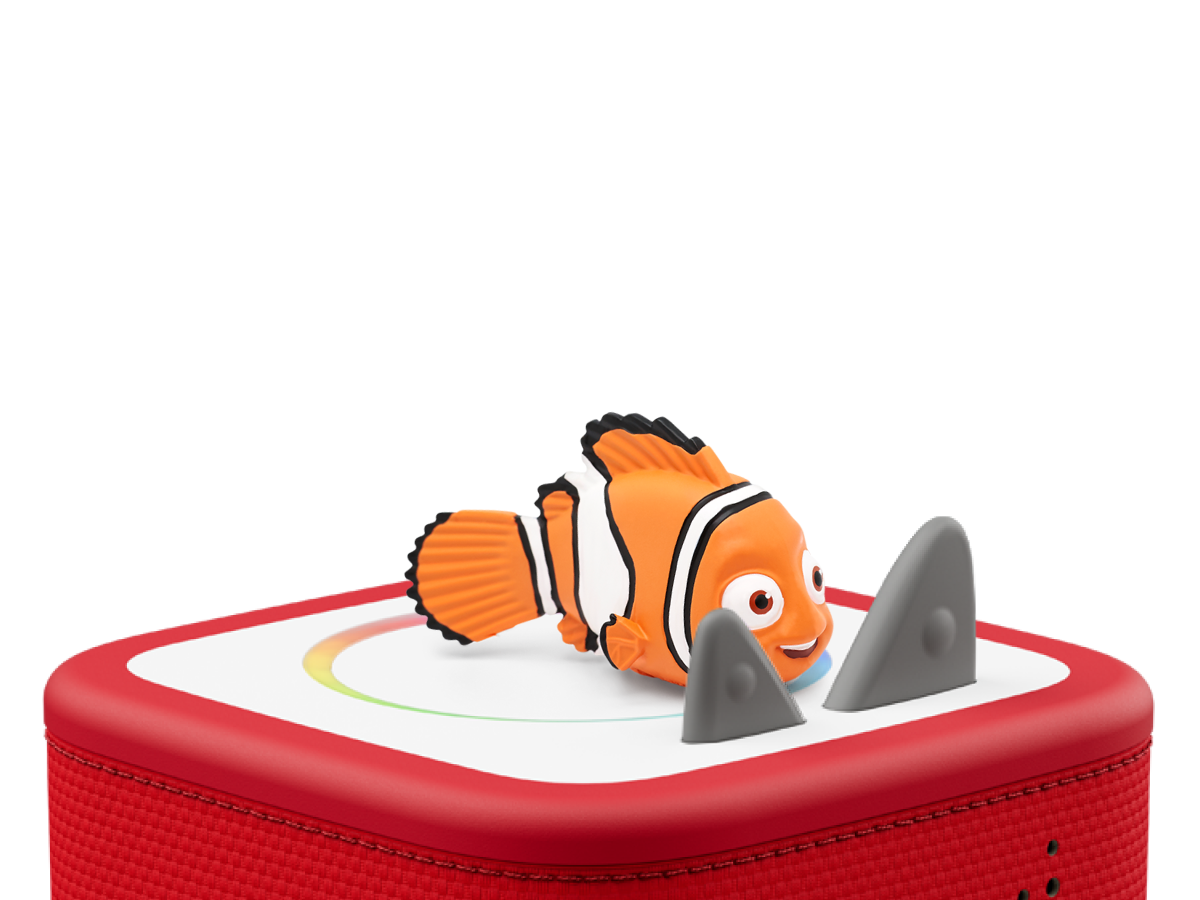 Disney & Pixar Finding Nemo Tonie on a red Toniebox 2 ready to play audio stories and songs