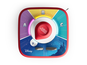 Top view of disney tonieplay game with tonieplay controller on a toniebox 2
