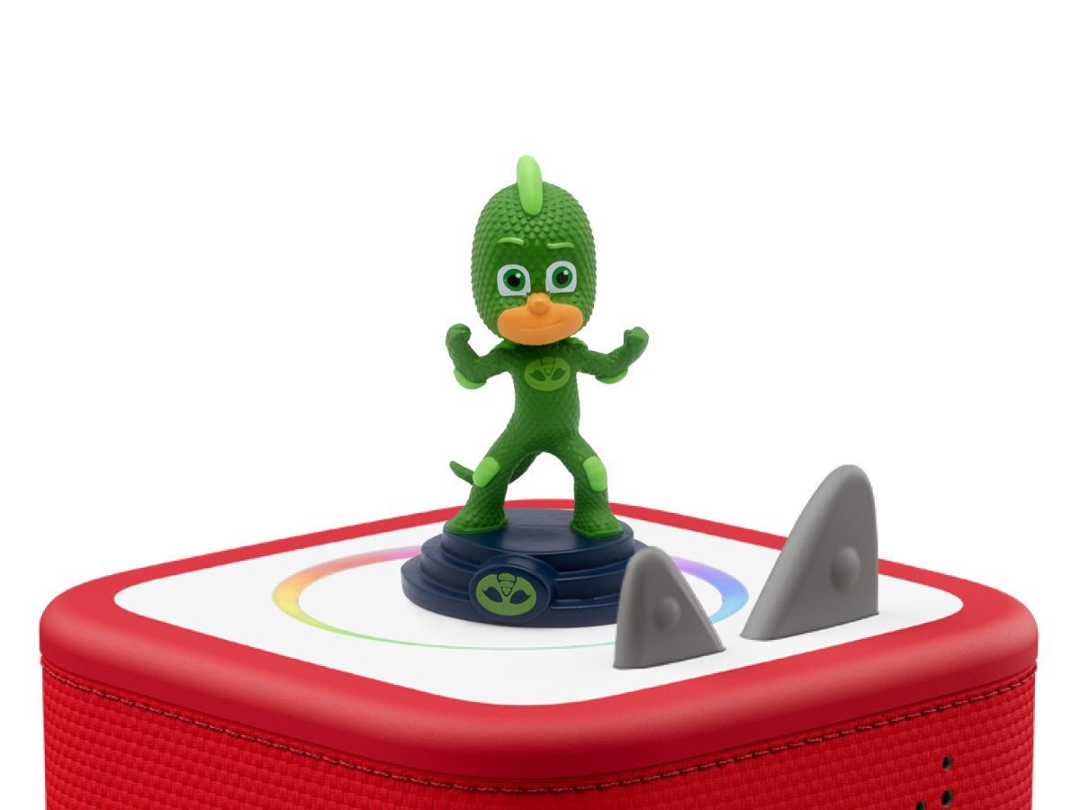 PJ Masks: Gekko Tonie on a red Toniebox 2 ready to play audio stories and songs
