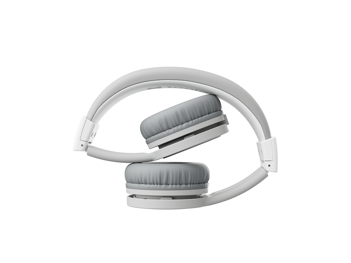 gray wired headphones for kids in folded position