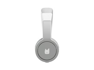 Side view of the gray wired headphones for kids with pulsating light illuminated