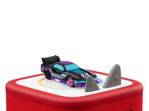 Hot Wheels Tonie on a red Toniebox 2 ready to play audio stories and songs