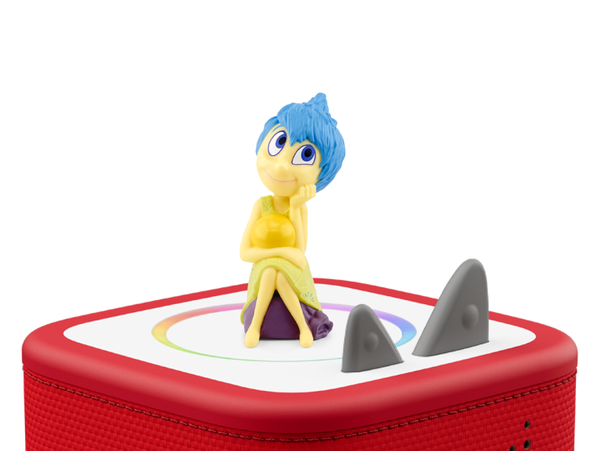 Disney & Pixar Inside Out Tonie on a red Toniebox 2 ready to play audio stories and songs