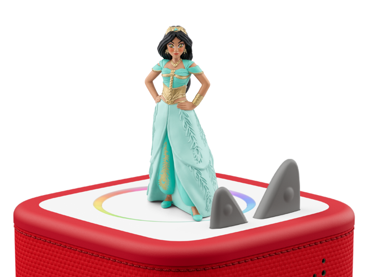 Disney Aladdin: Jasmine Tonie on a red Toniebox 2 ready to play audio stories and songs