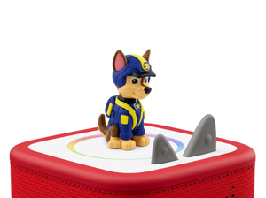 PAW Patrol Jungle Pups: Chase Tonie on a red Toniebox 2 ready to play audio stories and songs