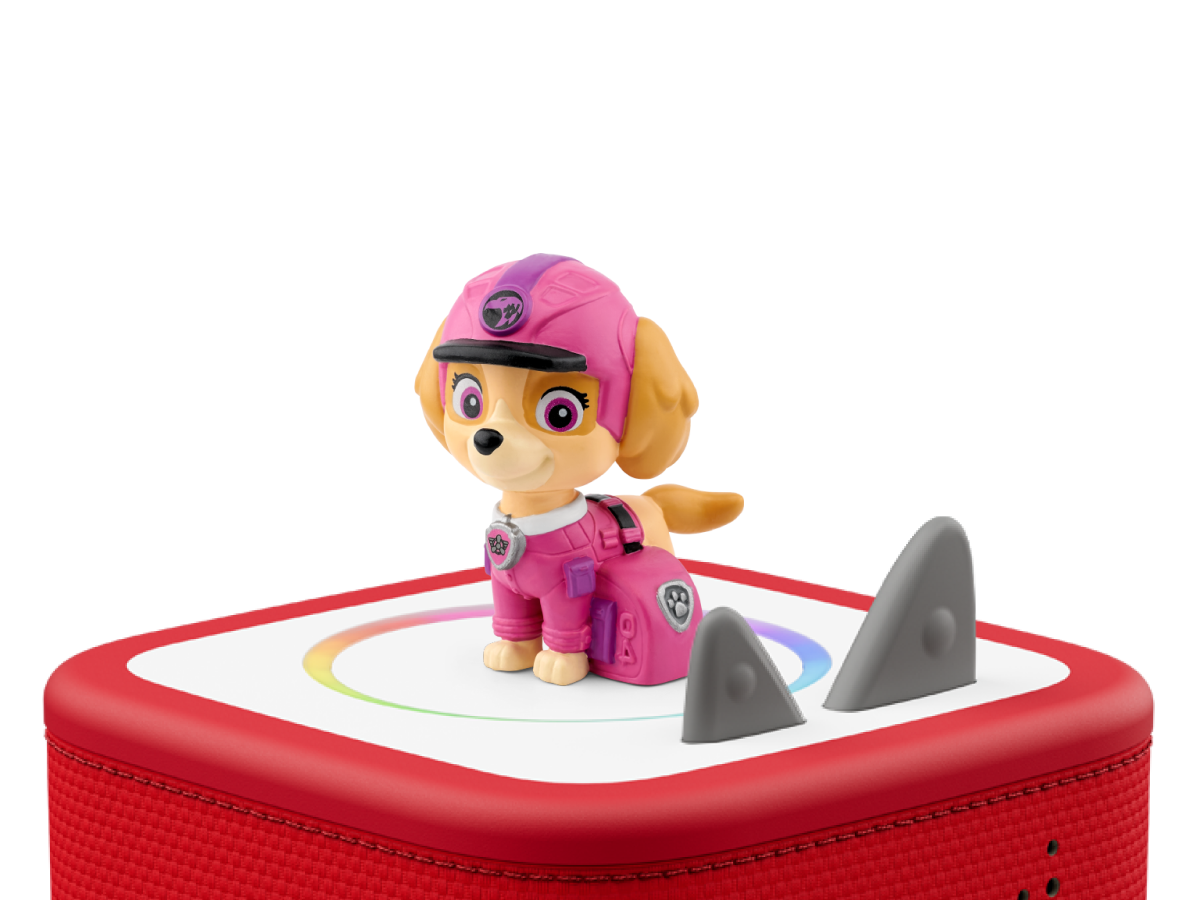 PAW Patrol Jungle Pups: Skye Tonie on a red Toniebox 2 ready to play audio stories and songs