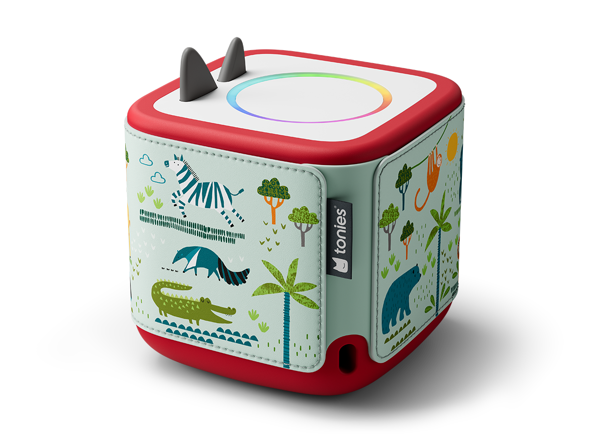 Side view of Toniebox 2 with jungle on it