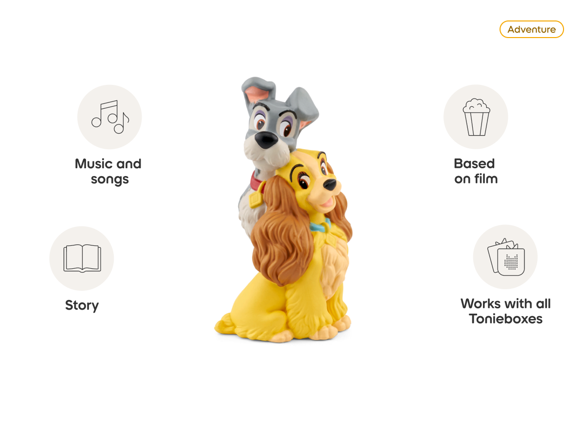 Disney Lady and the Tramp Tonie audio figurine, inspiring audio journeys and imaginative play