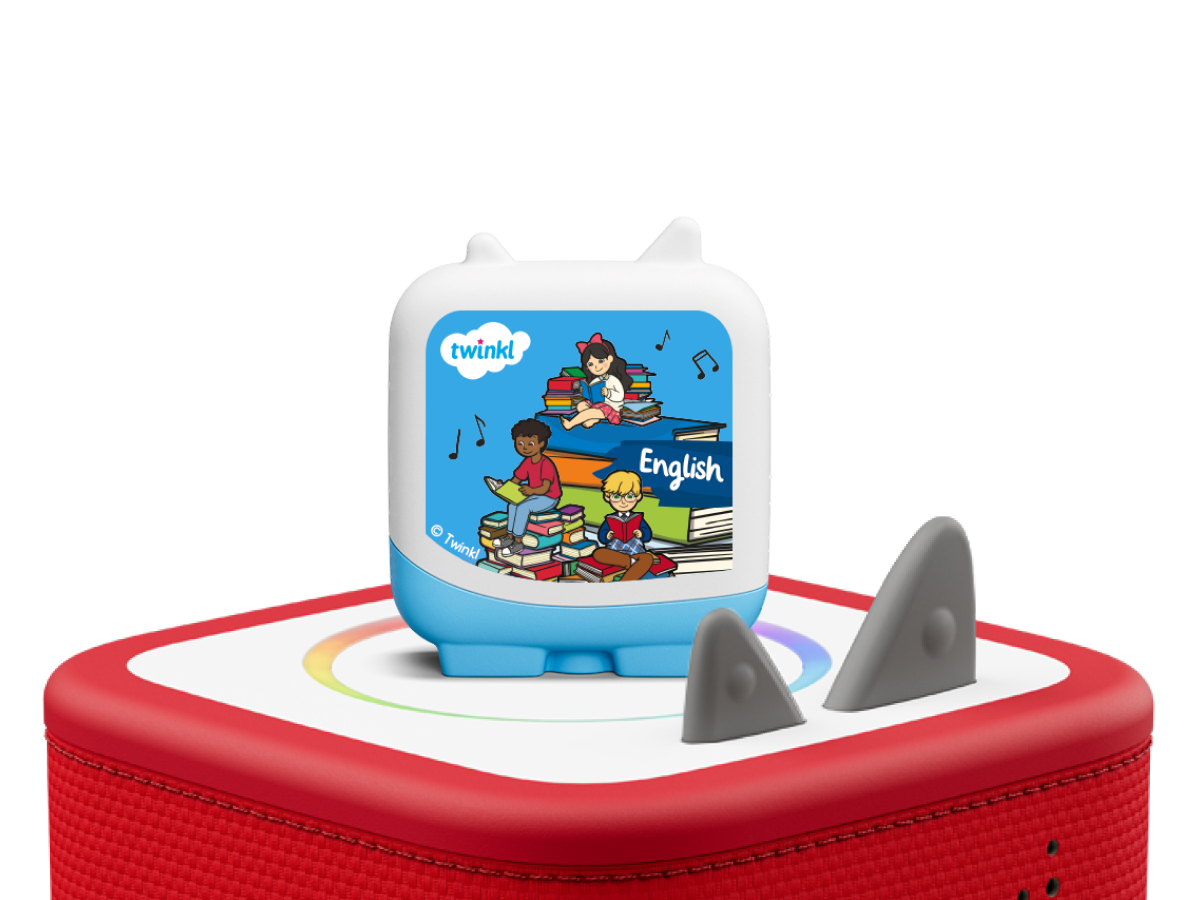 Learn with Twinkl Clever Tonie on a Red Toniebox 2 ready to play audio stories and songs curated for older listeners