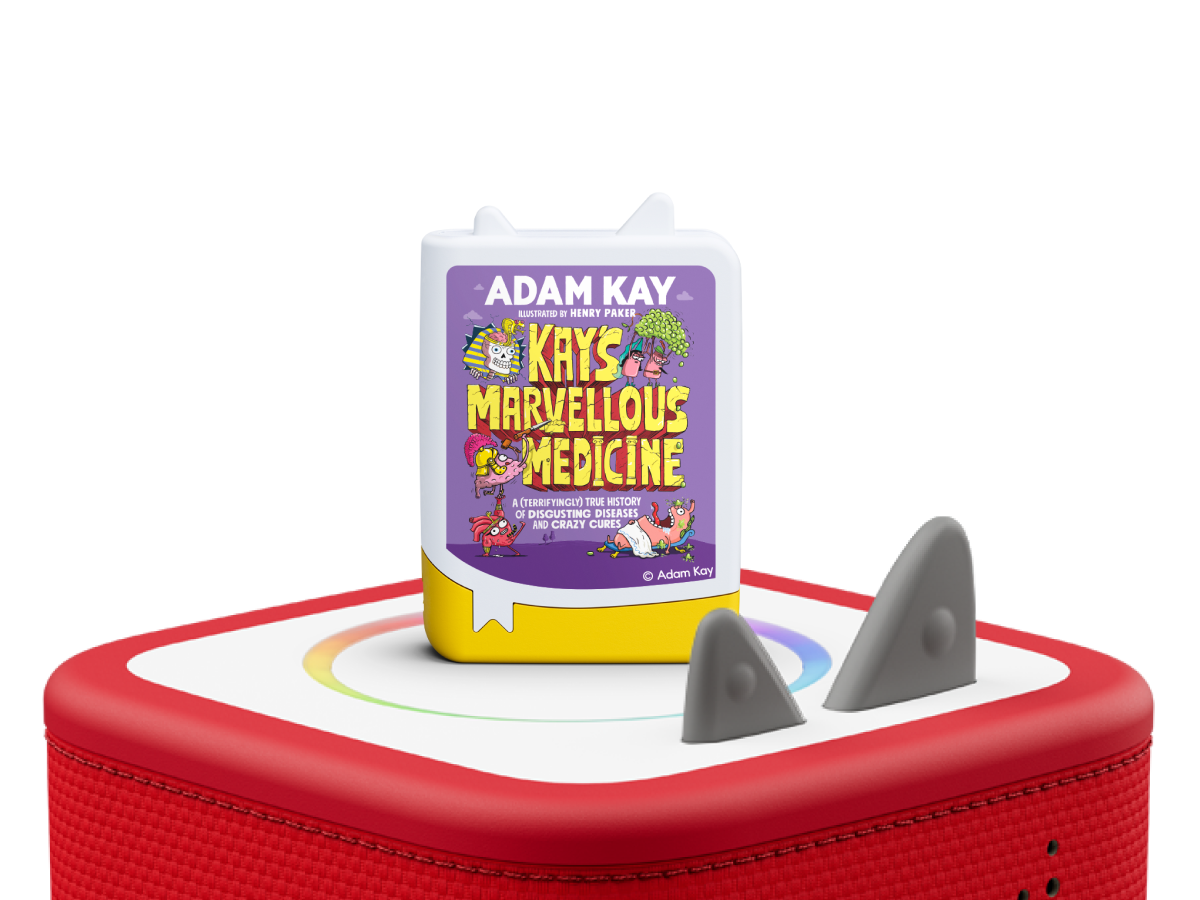 Adam Kay: Marvellous Medicine Book Tonie on a red Toniebox 2 ready to play audio stories and songs