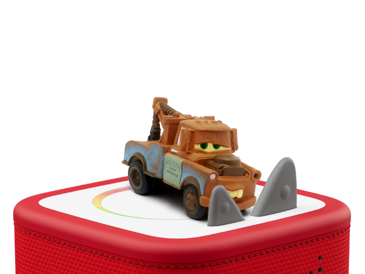 Disney & Pixar Cars: Mater Tonie on a red Toniebox 2 ready to play audio stories and songs