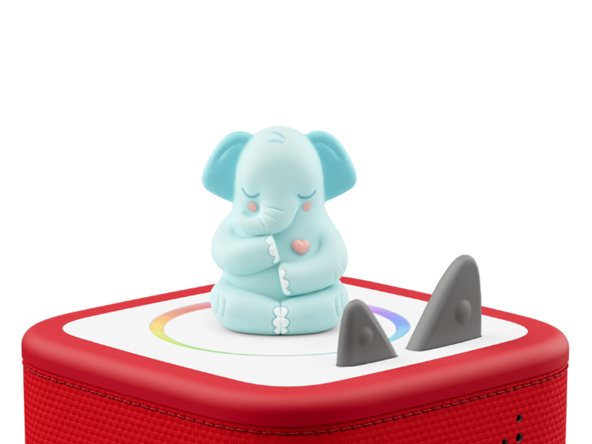 Mindfulness: Affirmations with Greta the Elephant Tonie on a red Toniebox 2 ready to play audio stories and songs