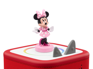 Disney Minnie Mouse Tonie on a red Toniebox 2 ready to play audio stories and songs