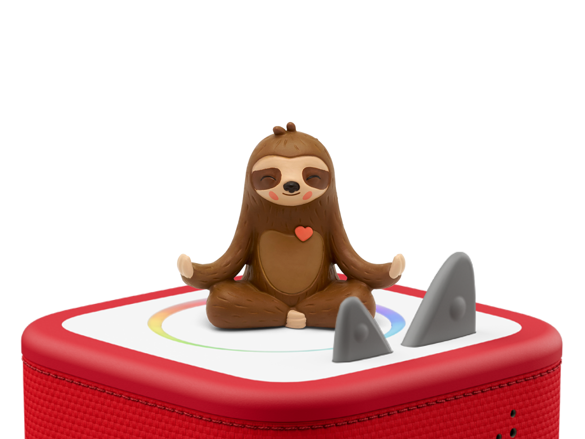 Mindfulness: Meditation with Mo the Sloth Tonie on a red Toniebox 2 ready to play audio stories and songs
