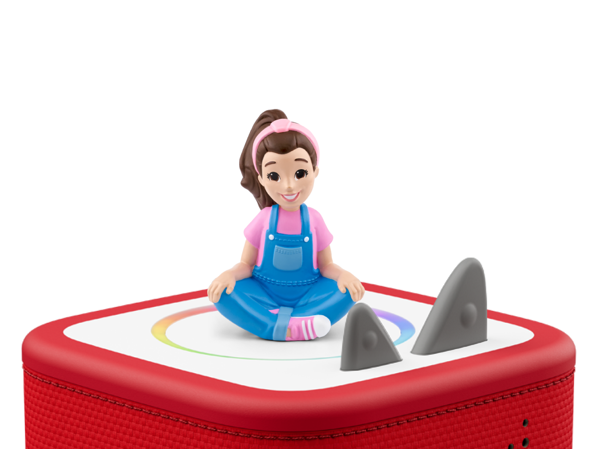 Ms. Rachel Tonie on a red Toniebox 2 ready to play audio stories and songs