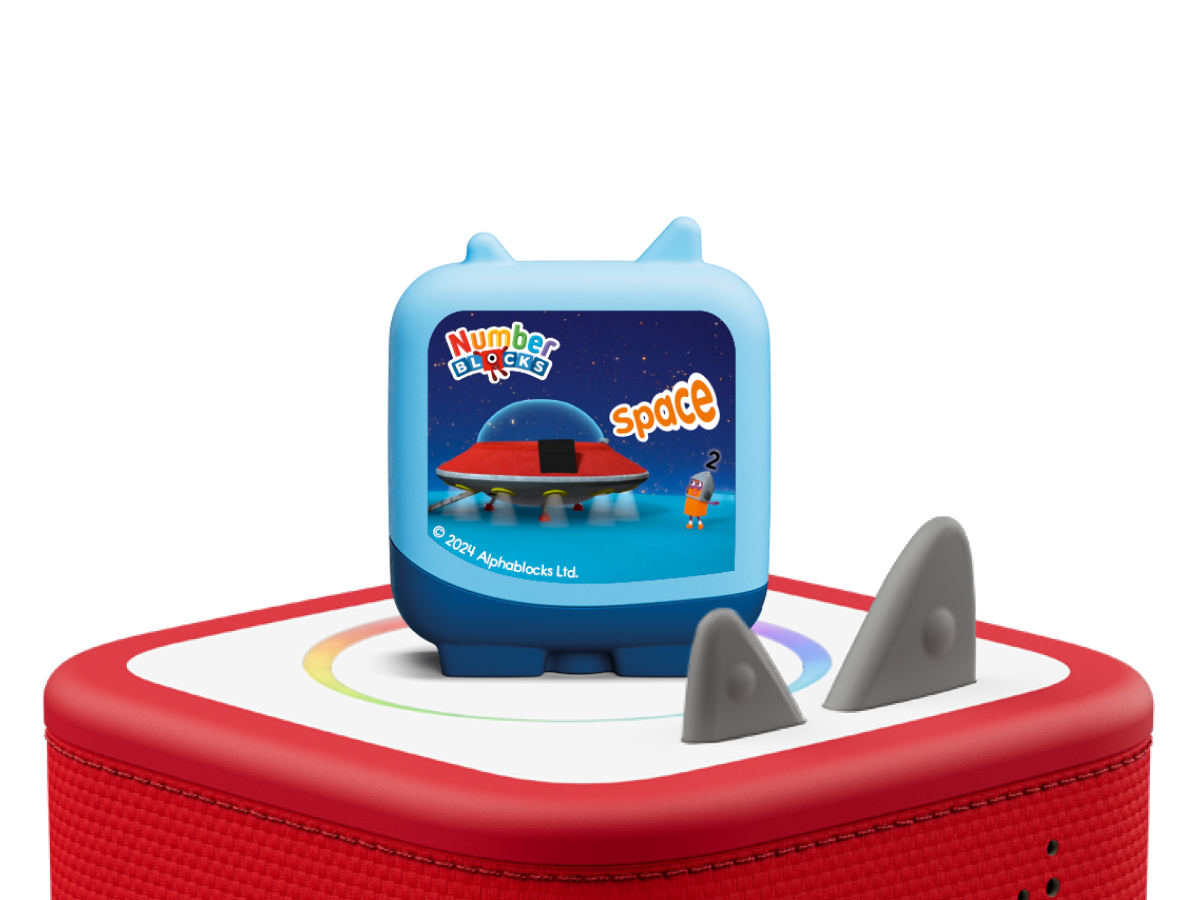 Numberblocks Clever Tonie on a red Toniebox 2 ready to play audio stories and songs curated for kids