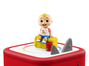 CoComelon: Outdoor Adventures with JJ Tonie on a red Toniebox 2 ready to play audio stories and songs
