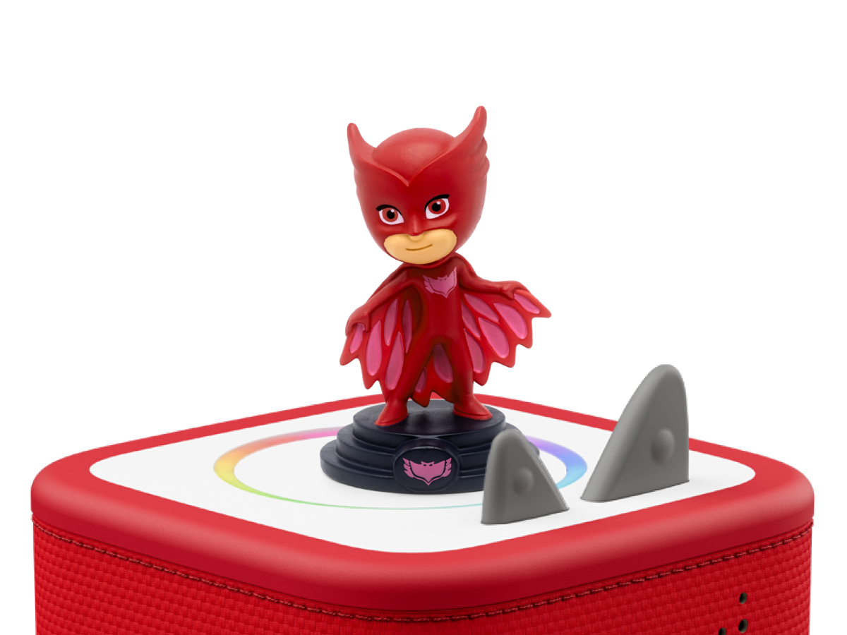 PJ Masks: Owlette Tonie on a red Toniebox 2 ready to play audio stories and songs