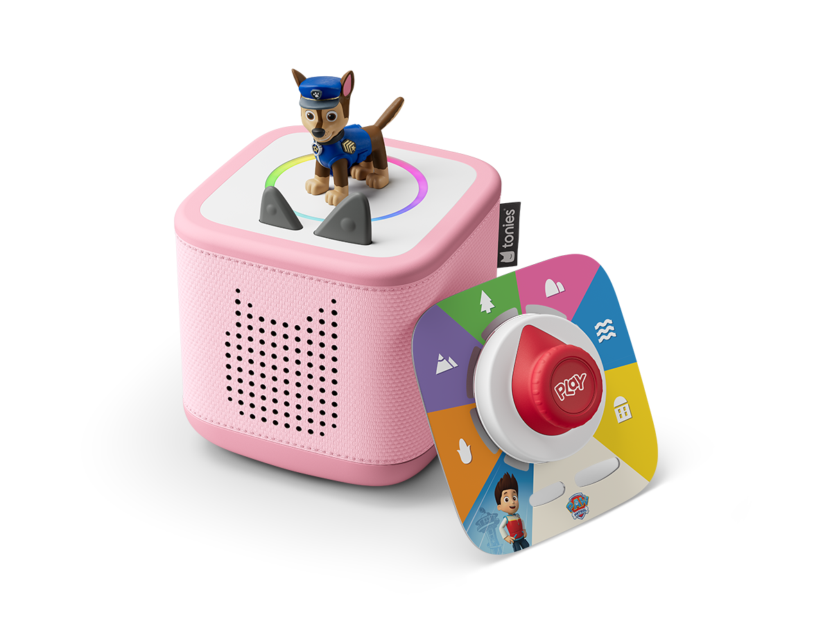 Cloud Pink Toniebox 2 an audio player for kids with Paw Patrol audio figurine and Tonieplay Game
