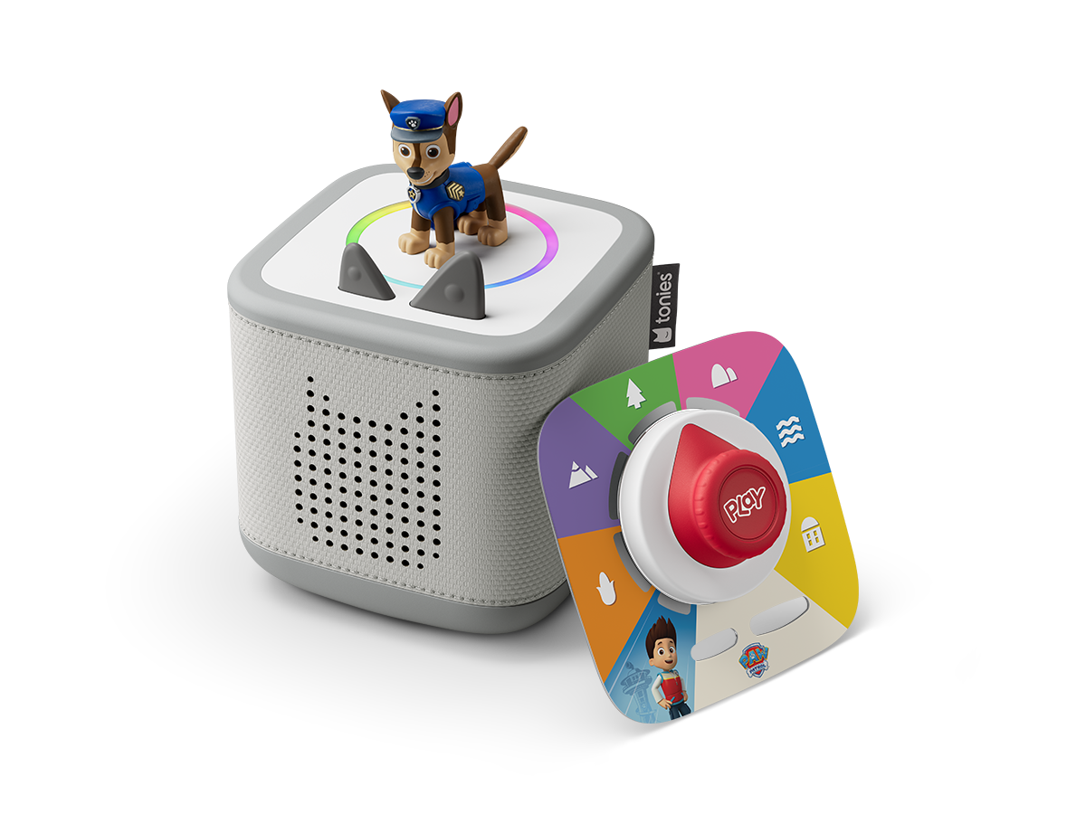 Moon Grey Toniebox 2 an audio player for kids with Paw Patrol audio figurine and Tonieplay Game