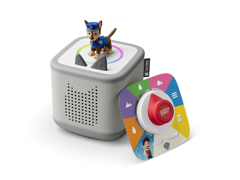 Moon Grey Toniebox 2 an audio player for kids with Paw Patrol audio figurine and Tonieplay Game