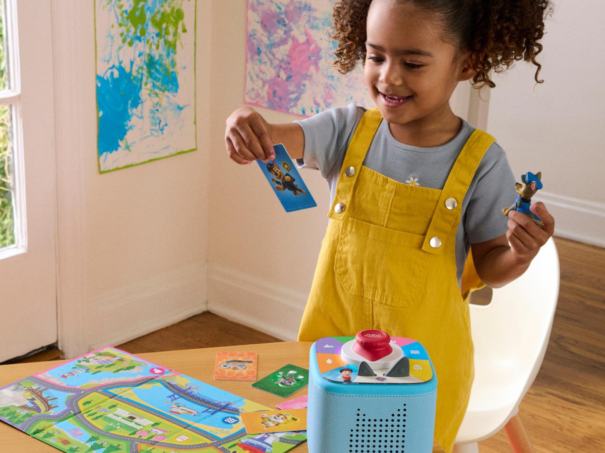 Child Playing With Toniebox 2 Play Set - Paw Patrol Chase And Tonieplay Sky Blue With Controller