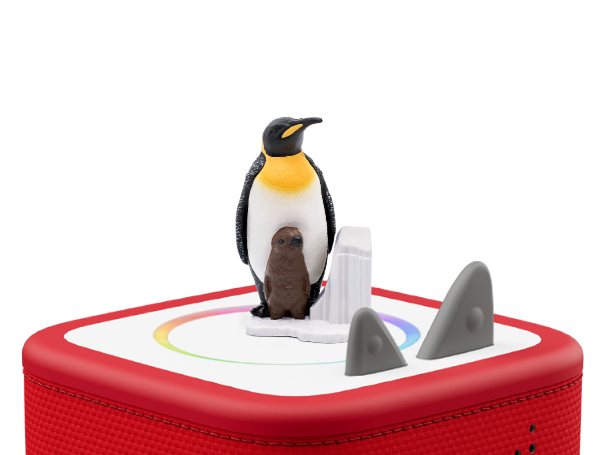 National Geographic Kids: Penguin Tonie on a red Toniebox 2 ready to play audio stories and songs